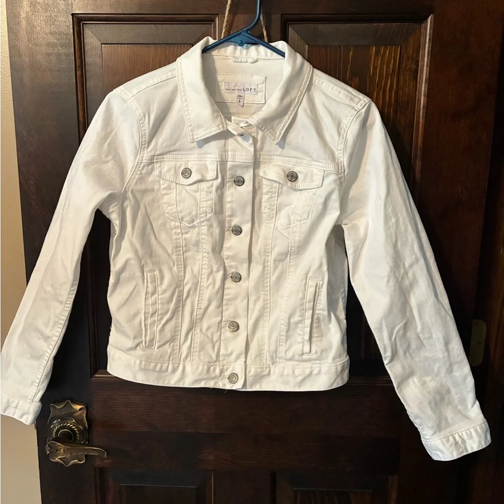LOFT White Denim Jean Jacket - Picture 3 of 4